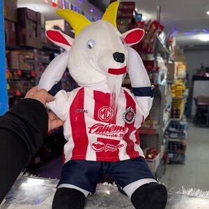 Chivas Plush Goat Toy with Red and White Striped Jersey